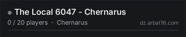 The Local 6047 - Chernarus on the AR16 DayZ server list
