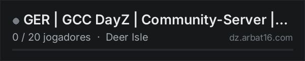 GER | GCC DayZ | Community-Server | PVP/PVE | DC: NjBC57MXBC na lista de servidores de DayZ da AR16