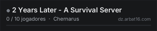 2 Years Later - A Survival Server na lista de servidores de DayZ da AR16