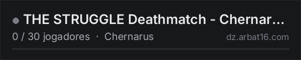 THE STRUGGLE Deathmatch - Chernarus | Vanilla 1PP | discord.gg/ na lista de servidores de DayZ da AR16