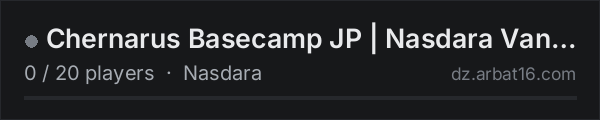 Chernarus Basecamp JP | Nasdara Vanilla 1.30 | Badlands DLC on the AR16 DayZ server list