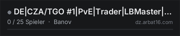DE|CZA/TGO #1|PvE|Trader|LBMaster|Rag|Events|AI/AI-Convoy in der DayZ-Serverliste von AR16
