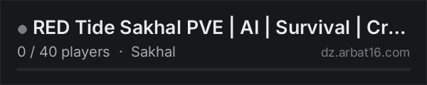 RED Tide Sakhal PVE | AI | Survival | Crafting | EU on the AR16 DayZ server list