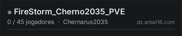 FireStorm_Cherno2035_PVE na lista de servidores de DayZ da AR16
