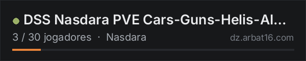 DSS Nasdara PVE Cars-Guns-Helis-AI Warzone na lista de servidores de DayZ da AR16