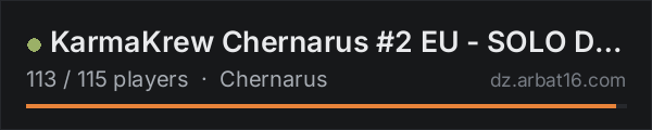KarmaKrew Chernarus #2 EU - SOLO DUO TRIO | 1PP | VANILLA + MOD on the AR16 DayZ server list