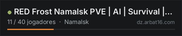 RED Frost Namalsk PVE | AI | Survival | Added Assets | EU na lista de servidores de DayZ da AR16