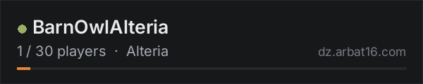 BarnOwlAlteria on the AR16 DayZ server list