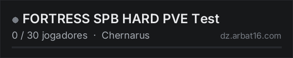 FORTRESS SPB HARD PVE Test na lista de servidores de DayZ da AR16