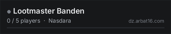 Lootmaster Banden on the AR16 DayZ server list
