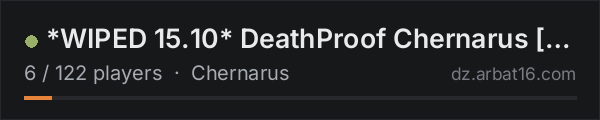 *WIPED 15.10* DeathProof Chernarus [4MAX] 1PP|BBP|HELI|PVP|LOOT on the AR16 DayZ server list