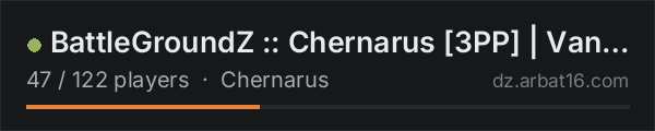 BattleGroundZ :: Chernarus 3PP | Vanilla++ on the AR16 DayZ server list