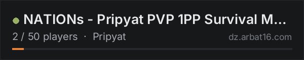 NATIONs - Pripyat PVP 1PP Survival Mod Hardcore on the AR16 DayZ server list