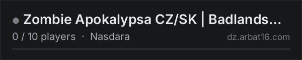Zombie Apokalypsa CZ/SK | Badlands Survivors | Vanilla PvE on the AR16 DayZ server list