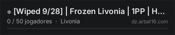[Wiped 9/28] | Frozen Livonia | 1PP | HC Survival | Extreme Col na lista de servidores de DayZ da AR16