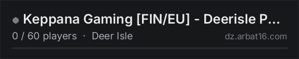 Keppana Gaming FIN/EU - Deerisle PvE Survival on the AR16 DayZ server list