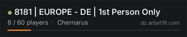 8181 | EUROPE - DE | 1st Person Only on the AR16 DayZ server list