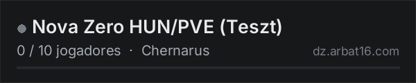 Nova Zero HUN/PVE (Teszt) na lista de servidores de DayZ da AR16