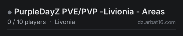 PurpleDayZ PVE/PVP -Livionia - Areas on the AR16 DayZ server list