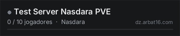 Test Server Nasdara PVE na lista de servidores de DayZ da AR16