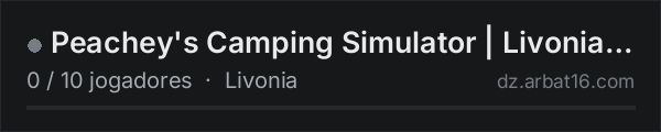 Peachey's Camping Simulator | Livonia | No Zombies na lista de servidores de DayZ da AR16