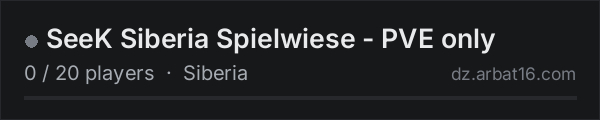 SeeK Siberia Spielwiese - PVE only on the AR16 DayZ server list