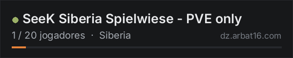 SeeK Siberia Spielwiese - PVE only na lista de servidores de DayZ da AR16