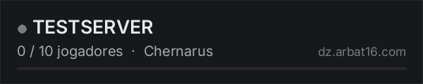 TESTSERVER na lista de servidores de DayZ da AR16
