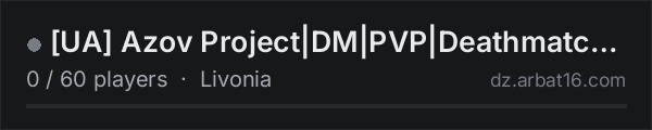 [UA] Azov Project|DM|PVP|Deathmatch|Stamina+|weapon|Bots on the AR16 DayZ server list