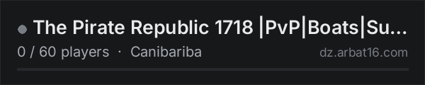 The Pirate Republic 1718 |PvP|Boats|Survival|Beta on the AR16 DayZ server list