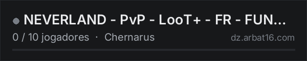 NEVERLAND - PvP - LooT+ - FR - FUN - RAID 24/24 na lista de servidores de DayZ da AR16