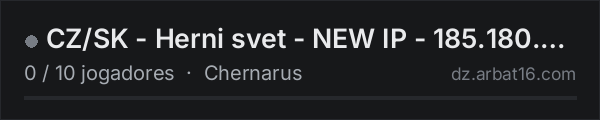 CZ/SK - Herni svet - NEW IP - 185.180.2.92:27417 na lista de servidores de DayZ da AR16