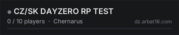 CZ/SK DAYZERO RP TEST on the AR16 DayZ server list