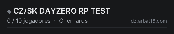 CZ/SK DAYZERO RP TEST na lista de servidores de DayZ da AR16