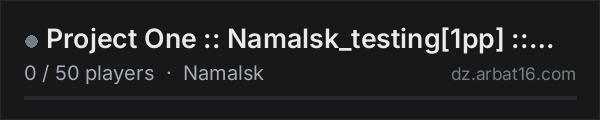 Project One :: Namalsk_testing[1pp] :: Vanilla++,maping,mods on the AR16 DayZ server list