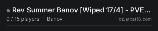 Rev Summer Banov [Wiped 17/4] - PVE| 50k Start | Trader | AI | on the AR16 DayZ server list