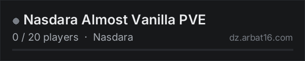 Nasdara Almost Vanilla PVE on the AR16 DayZ server list