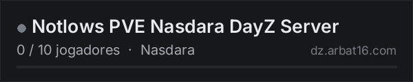 Notlows PVE Nasdara DayZ Server na lista de servidores de DayZ da AR16