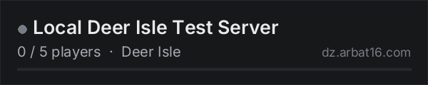 Local Deer Isle Test Server on the AR16 DayZ server list