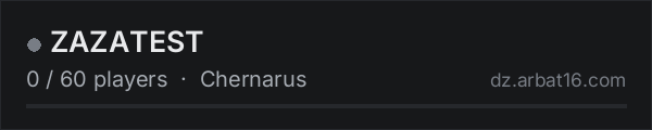 ZAZATEST on the AR16 DayZ server list