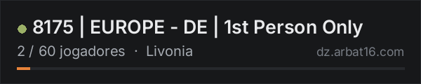 8175 | EUROPE - DE | 1st Person Only na lista de servidores de DayZ da AR16