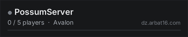 PossumServer on the AR16 DayZ server list