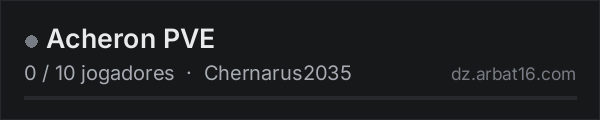Acheron PVE na lista de servidores de DayZ da AR16