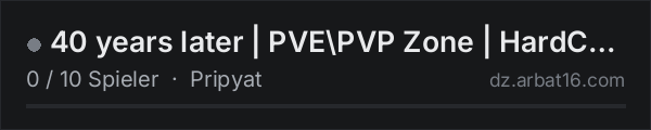 40 years later | PVE\PVP Zone | HardCore in der DayZ-Serverliste von AR16
