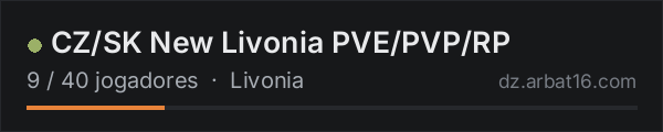 CZ/SK New Livonia PVE/PVP/RP na lista de servidores de DayZ da AR16