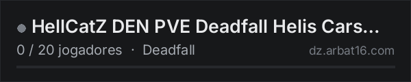 HellCatZ DEN PVE Deadfall Helis Cars 20k Start Discord na lista de servidores de DayZ da AR16