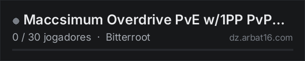 Maccsimum Overdrive PvE w/1PP PvP zones na lista de servidores de DayZ da AR16