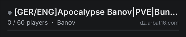 [GER/ENG]Apocalypse Banov|PVE|Bunker|Helis|Trader|30kStart on the AR16 DayZ server list