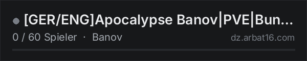 [GER/ENG]Apocalypse Banov|PVE|Bunker|Helis|Trader|30kStart in der DayZ-Serverliste von AR16