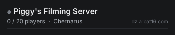 Piggy's Filming Server on the AR16 DayZ server list